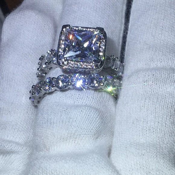 (5/6/7/8/9/10) 925 silver engagement ring set - Picture 4 of 4